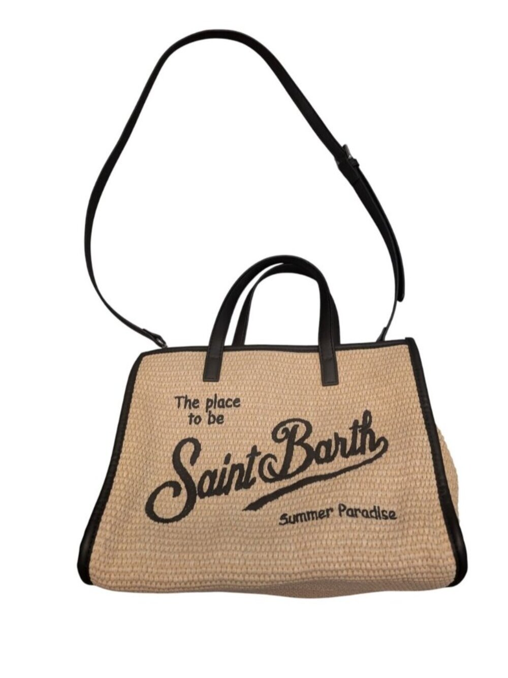 MC2 Saint Barth Vivian Mid Straw Embroidered Tote Bag